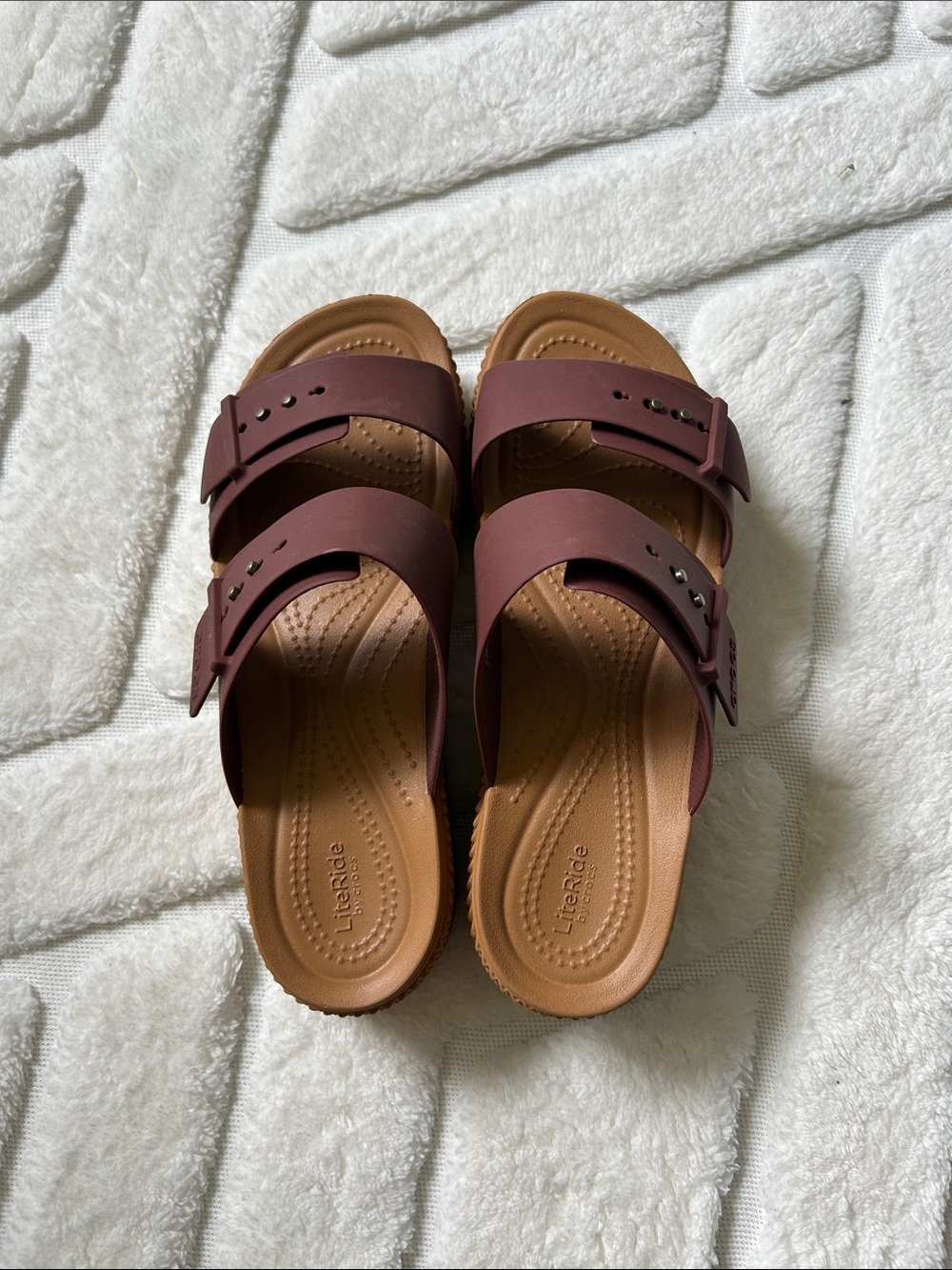 CROCS Brooklyn Low Wedge Sandal in Dark Clay